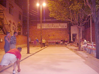 Bocce Courts at night